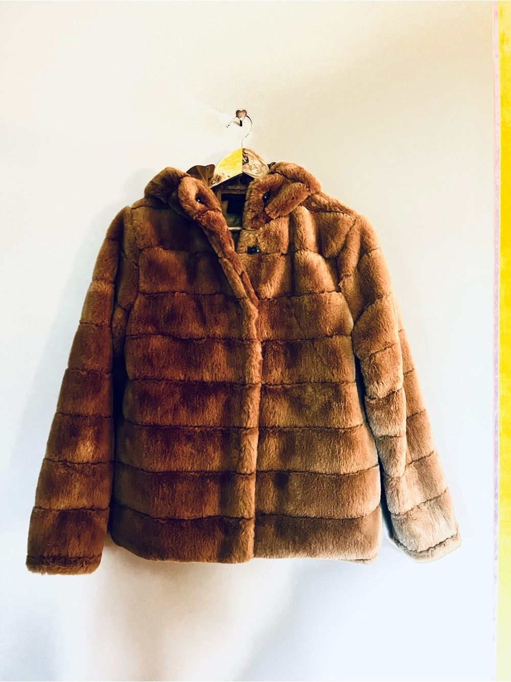 Christian Siriano hooded faux fur jacket